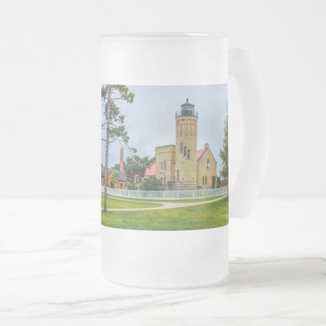 Mackinac Point Light Mattglas Bierglas (VorderseiteRechts)