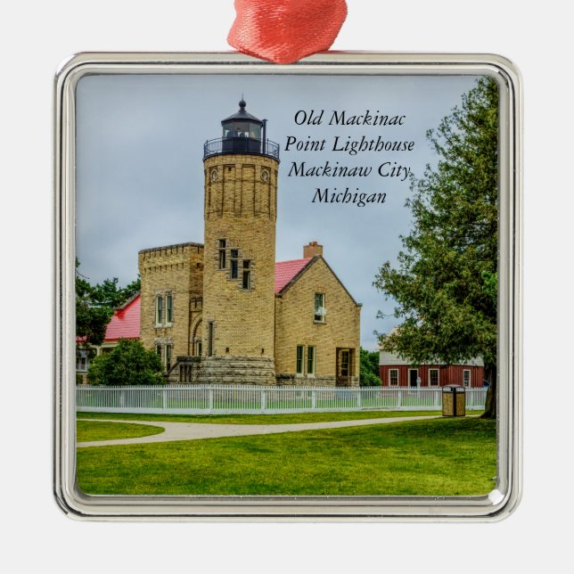 Mackinac Point Light Ornament Aus Metall (Vorne)