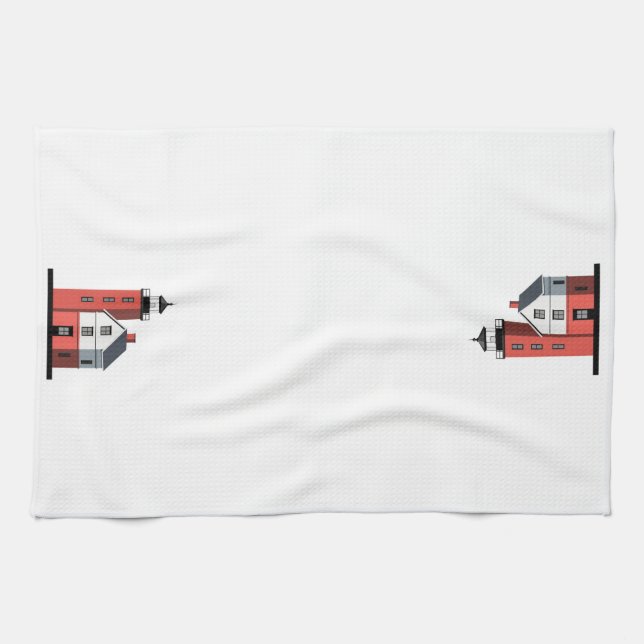 Mackinac rundes Insel-Leuchtturm-Geschirrtuch Küchentuch (Horizontal)