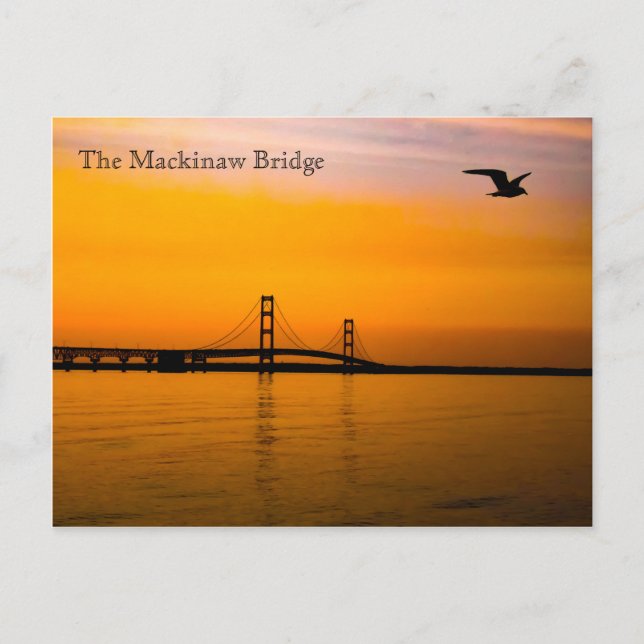 Mackinaw Bridge bei Sunset Postkarte (Vorderseite)