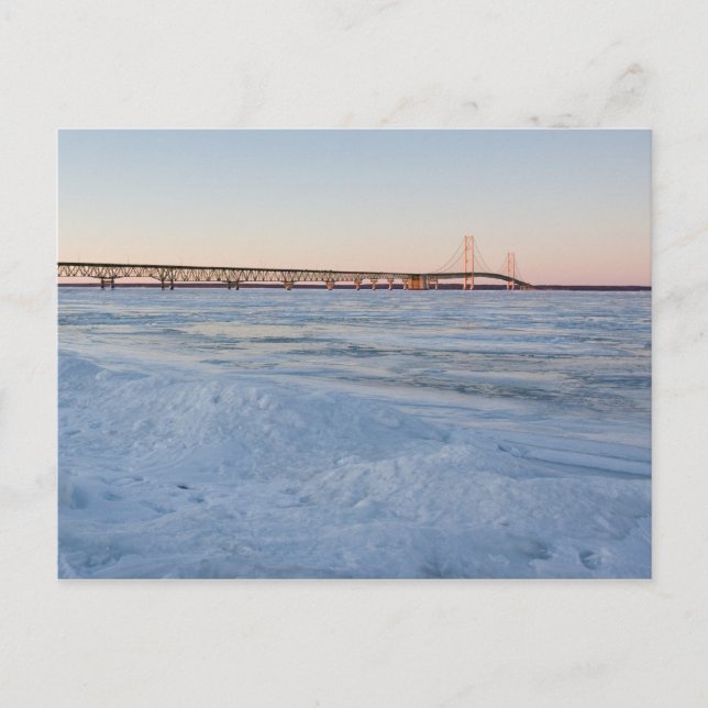 Mackinaw-Brücke im Winter Postkarte (Vorderseite)
