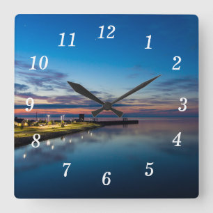 Mackinaw City Dawn Wall Clock Quadratische Wanduhr