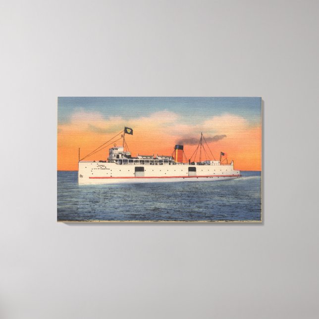 Mackinaw City, MI - Aussicht auf die Stadt Cheboyg Leinwanddruck (Vorderseite)