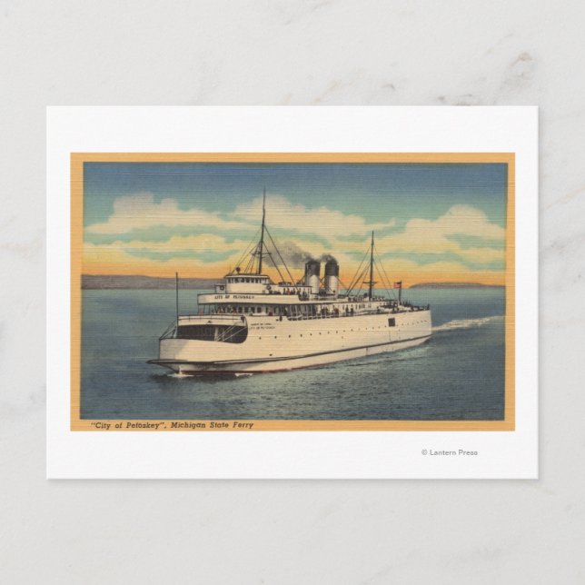 Mackinaw City, MI - Aussicht auf Petoskey Postkarte (Vorderseite)