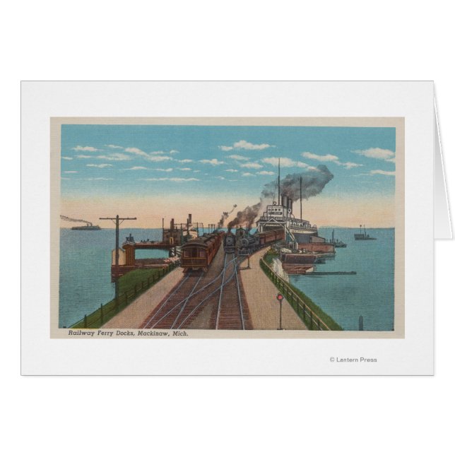 Mackinaw City, MI - Sicht auf die Fährhäfen der Ei (Vorderseite (Horizontal))