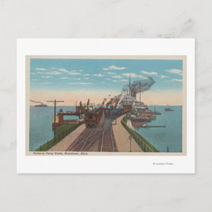 Mackinaw City, MI - Sicht auf die Fährhäfen der Ei Postkarte