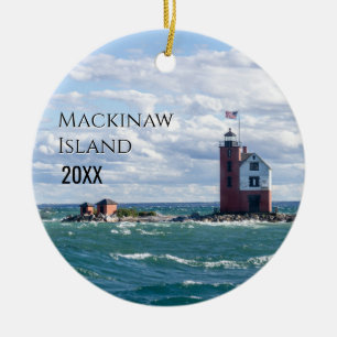 Mackinaw Island Christmas Keramik Ornament