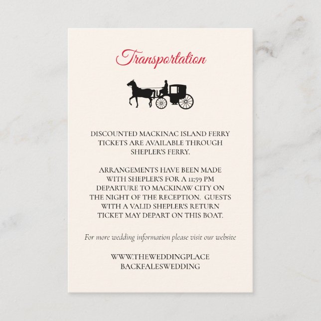 Mackinaw Island Transportkarte Begleitkarte (Vorderseite)