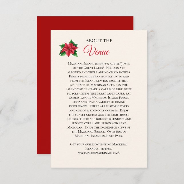 Mackinaw Island Wedding Venue Information Card RSVP Karte (Vorne/Hinten)