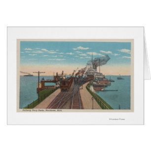 Mackinaw Stadt, MI - Ansicht der Bahnfähren-Docks