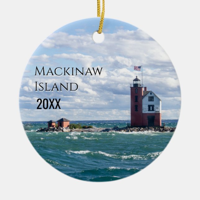 Mackinaw - Weihnachtsfeier Keramik Ornament (Vorne)