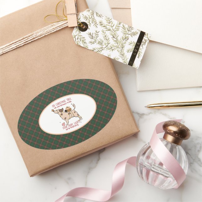 MacKinnon Hunting  Scottish Tartan Christmas Ovaler Aufkleber (Schenken)