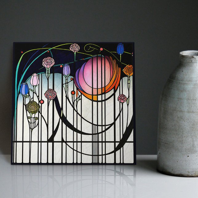 Mackintosh Art Deco Abstrakte Wand-Deco Fliese (Von Creator hochgeladen)