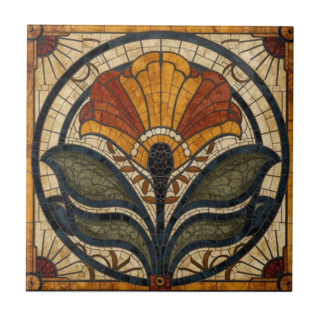 Mackintosh Art Deco abstrakter Blumenschmuck für d Fliese (Vorderseite)