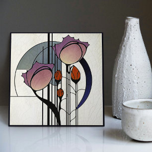 Mackintosh Art Deco Abstrakter Blumenschmuck für W Fliese