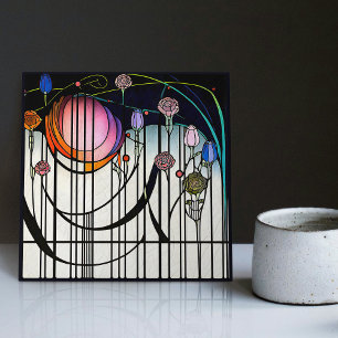 Mackintosh Art Deco Abstrakter Blumenschmuck für W Fliese