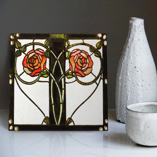 Mackintosh Art Deco Blumenglas-Wanddekoration Fliese