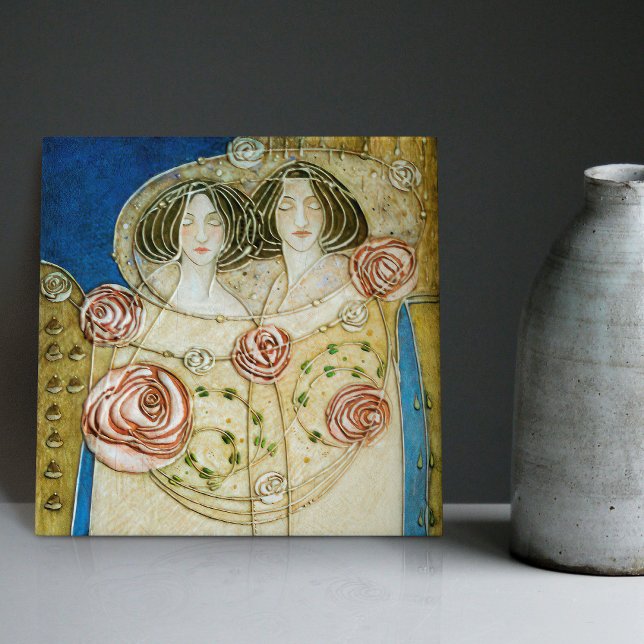 Mackintosh Art Deco Women and Roses Wall Decor Fliese (Von Creator hochgeladen)