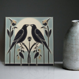 Mackintosh Black Birds Art Deco Jugendstil-Wanddek Fliese