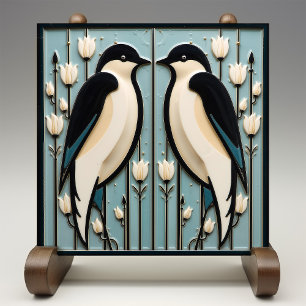 Mackintosh Black Birds Art Deco Nouveau Wanddekora Fliese