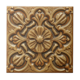 Mackintosh Rose Faux-Relief Arts & Crafts Reproduk Fliese