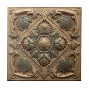 Mackintosh Rose Faux Relief Arts & Crafts Reproduk Fliese