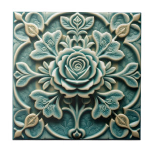 Mackintosh-Rose-Fauxrelief Arts & Crafts-Reprodukt Fliese