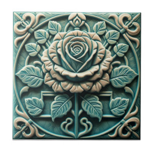 Mackintosh-Rose-Fauxrelief Arts & Crafts-Reprodukt Fliese