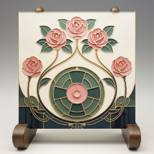 Mackintosh-Rosen-Art-Nouveau-Falsches-Buntglas Fliese