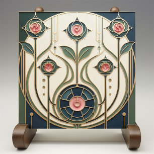 Mackintosh-Rosen-Art-Nouveau-Falsches-Buntglas Fliese