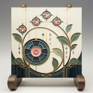 Mackintosh-Rosen-Art-Nouveau-Falsescheibenfenster Fliese