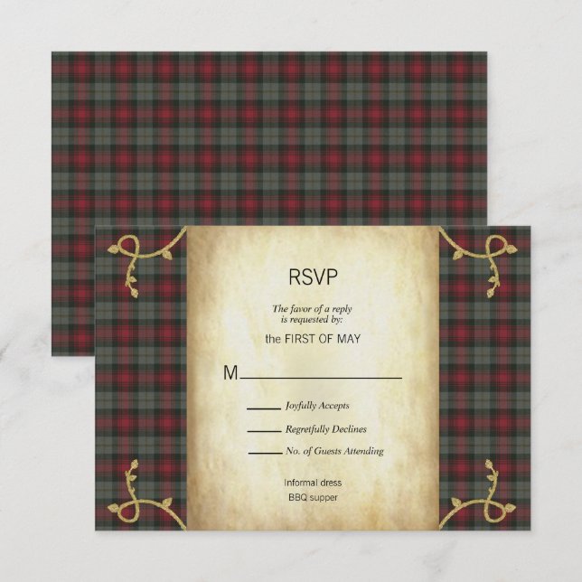 MacLachlan Scottish Tartan Garden Wedding UAWG RSVP Karte (Vorne/Hinten)