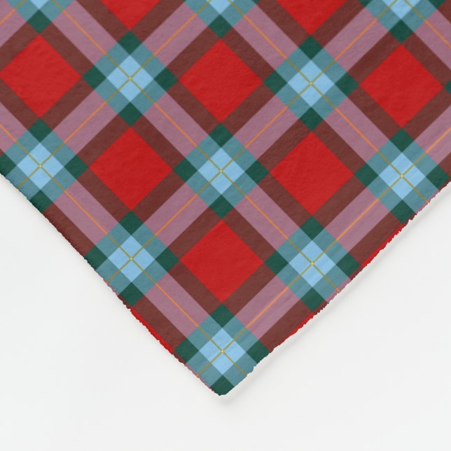 MacLaine Clan Bright Red und Sky Blue Tartan Fleecedecke (Ecke)