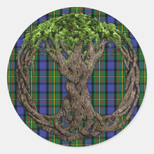 MacLaren-Clan-Tartan und keltischer Lebensbaum Runder Aufkleber