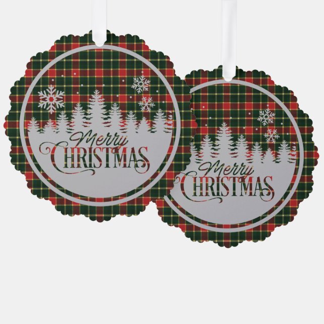 MacLaughlsn Old Modern Scottish Tartan Weihnachten Ornament Karte (Vorderseite/Rückseite)