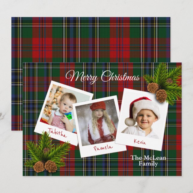 MacLean Clan Kariert Weihnachts Multi Foto Card Einladung (Vorne/Hinten)