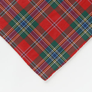 MacLean Clan Red, Green und Blue Tartan Fleecedecke