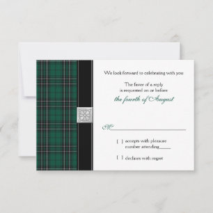 MacLean Modern Hunting Tartan Hochzeit RSVP Antwor Karte