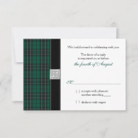 MacLean Modern Hunting Tartan Wedding RSVP Antwort