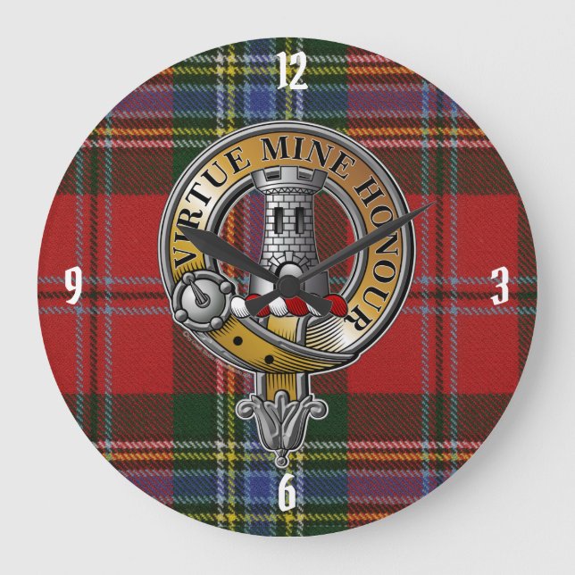 MacLean Tartan & Abzeichen Große Wanduhr (Vorderseite)
