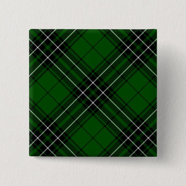 MacLean Tartan Green und Black Kariert Button (Vorderseite)