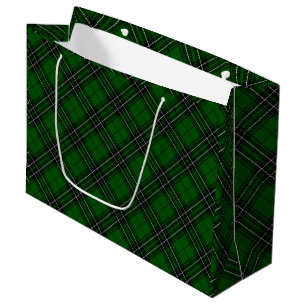 MacLean Tartan Green und Black Kariert Große Geschenktüte
