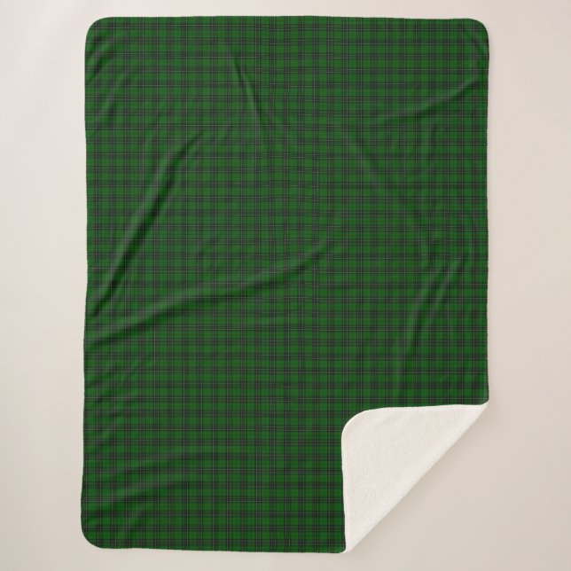 MacLean Tartan Green und Black Kariert Sherpadecke (Vorderseite)