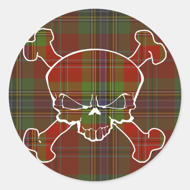 MacLean Tartan Skull No Banner Runder Aufkleber (Vorderseite)