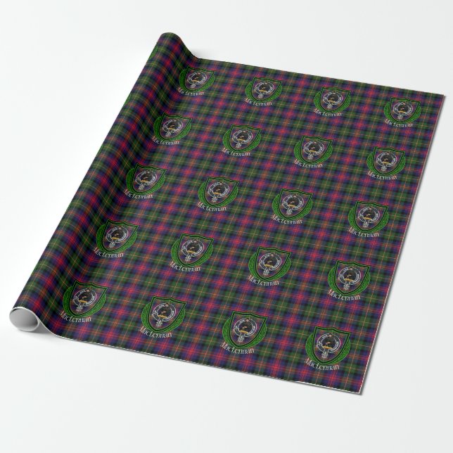 MacLennan Scottish Clan Tartan & Crest Geschenkpapier (Ungerollt)