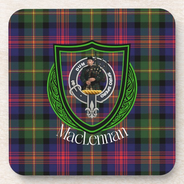 MacLennan Scottish Clan Tartan & Crest Getränkeuntersetzer (Vorderseite)
