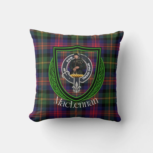 MacLennan Scottish Clan Tartan & Crest Kissen (Vorderseite)