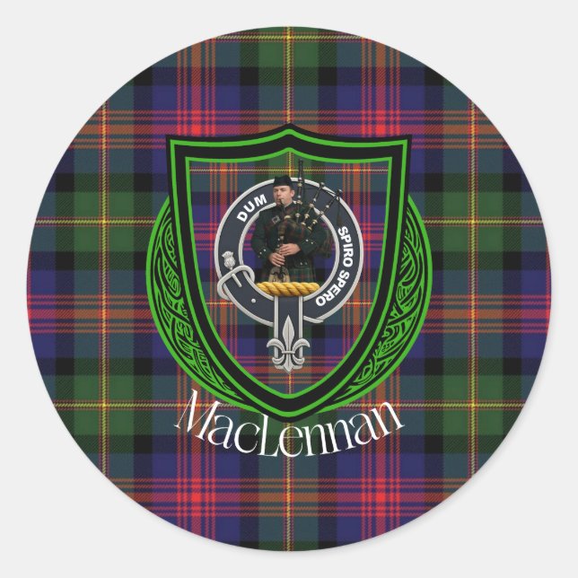 MacLennan Scottish Clan Tartan & Crest Runder Aufkleber (Vorderseite)