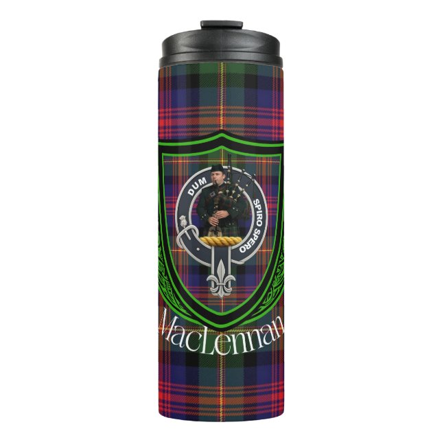 MacLennan Scottish Clan Tartan & Crest Thermosbecher (Vorderseite)