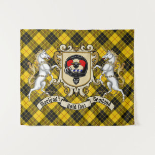 Macleod Clan Abzeichen & Unicorns mit Tartan Wandteppich